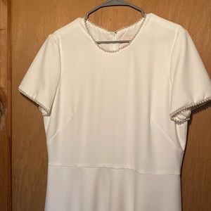 Gal Meets Glam A Line White Pearl Accented Dress